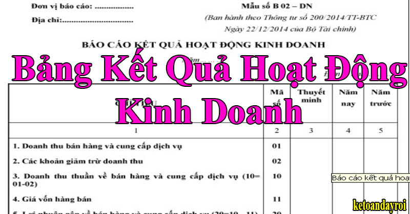 bảng kế quả hoạt động kinh doanh